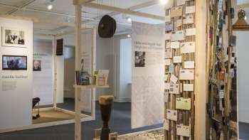 Interno della cattedrale in occasione di una mostra di LED