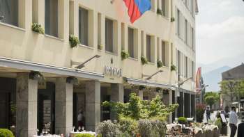 Vista esterna dell'Hotel Residence nel centro storico di Vaduz