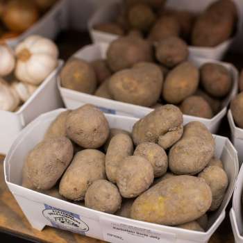 Patate fresche di produzione propria nel negozio del maso Neufeldhof - regionali e naturali.