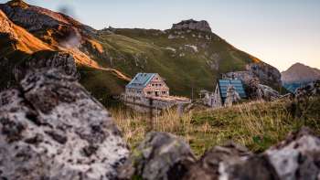 Vista sul rifugio Pfälzerhütte 2108 metri di altitudine